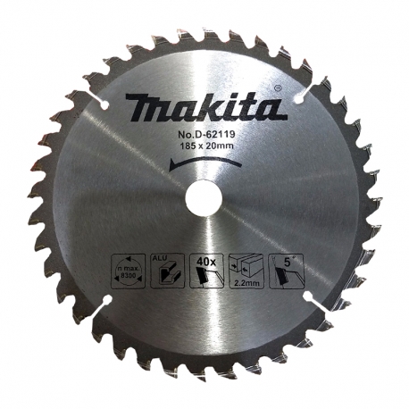 LÂMINA DE SERRA TCT D-62119 185X20X40T P/ALUM  - MAKITA