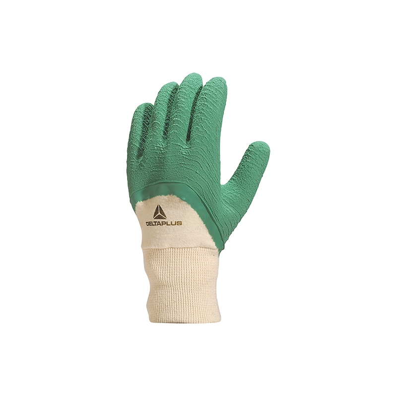 LUVA SUPORTE TEXTEL ALGODAO BANHO LATEX NATURAL VERDE LA50010 - DELTAPLUS