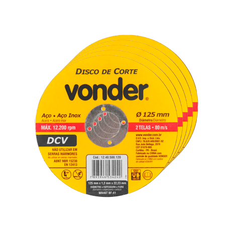 [Leve 5, Pague 4] DISCO CORTE 125X1,2X22,23 DCV 1240500120     VONDER