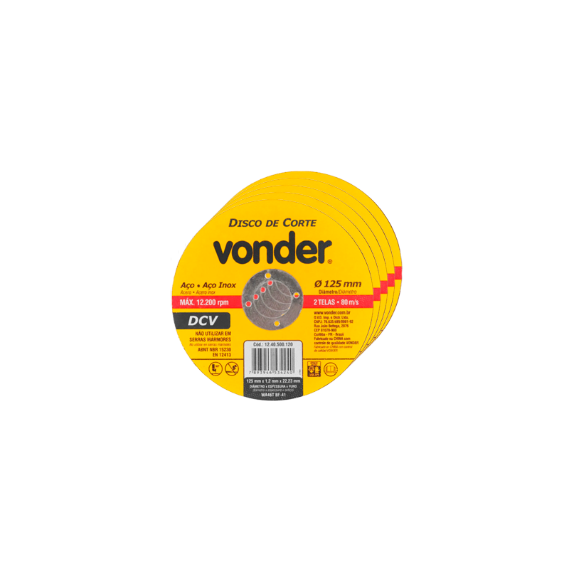 [Leve 5, Pague 4] DISCO CORTE 125X1,2X22,23 DCV 1240500120     VONDER