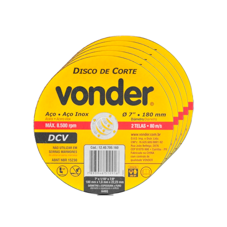 [Leve 5, Pague 4] DISCO CORTE 180X1,6X22,23 DCV 1240700160     VONDER