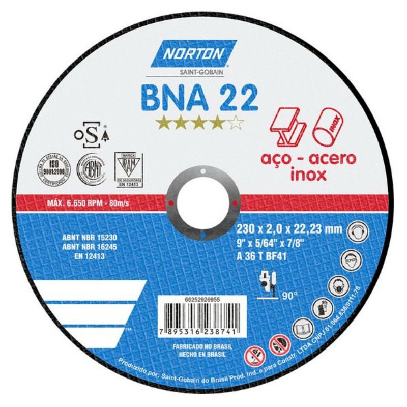 Disco de corte 230x2.0x22.23 nor bna22 66252926955 norton