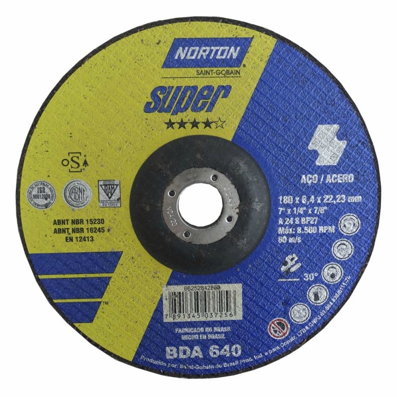 Disco de desbaste t27 180x6,4x22,23 super bda640 norton