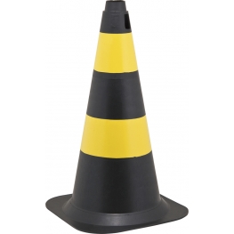 Cone de sinalização com 50 cm, preto e amarelo, em polietileno VONDER