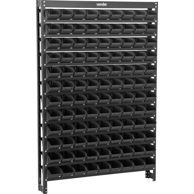 Estante metálica com gavetas, modelo prático 108/3, cor preta, VONDER