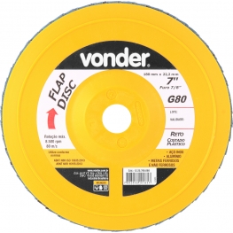 Disco de desbaste/acabamento flap-disc reto 7"" grão 80 costado plástico VONDER