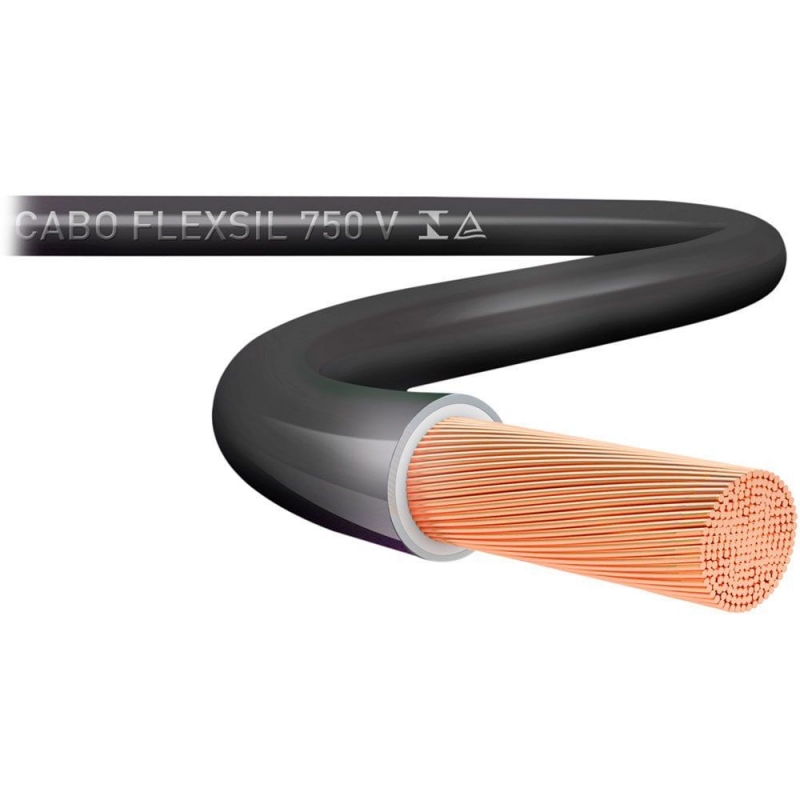 CABO FLEXIVEL 6 PRETO 750V FLEXSIL ROLO 100MT     SIL